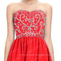 Grace Karin Strapless Off Schulter kurze Knielänge Red Chiffon Brautjungfer Kleid CL6049-3